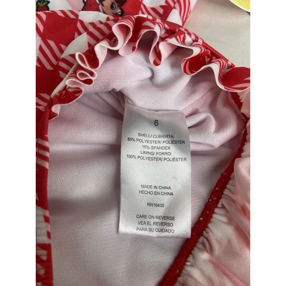 Strawberry Shortcake Gingham Red White One Piece Swimsuit Swimwear Girls Size 6